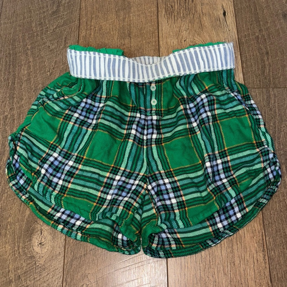 Aerie Plaid Pajama Shorts Green Size Small
